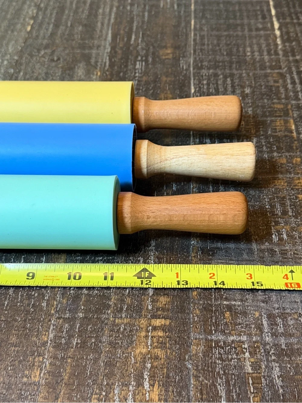 Set of 3 Silicone Rolling Pins – Mint, Blue & Yellow